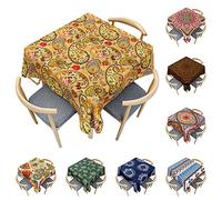 Odot Nappe Carrée Anti Tache, 3D Style Boho Mandala Imperméable Anti Taches Lavable Rectangulaire Nappe pour Fête Decoration Ménage Table Basse Jardin Picnic (Style Paisley,60x60cm)