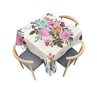Odot Nappe Carrée Anti Tache, Impression de Fleur de Rose 3D Imperméable Anti Taches Lavable Rectangulaire Nappe pour Fête Decoration Ménage Jardin Picnic (120x120cm,Arrangement de Fleurs)