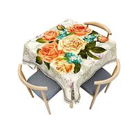 Odot Nappe Carrée Anti Tache, Impression de Fleur de Rose 3D Imperméable Anti Taches Lavable Rectangulaire Nappe pour Fête Decoration Ménage Jardin Picnic (100x100cm,Rose élégante)