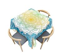Odot Nappe Carrée Anti Tache, Impression de Mandalas 3D Imperméable Anti Taches Lavable Rectangulaire Nappe pour Fête Decoration Ménage Jardin Picnic (dégradé de Couleur,150x150cm)