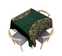 Odot Nappe Carrée Anti Tache, Impression de Mandalas 3D Imperméable Anti Taches Lavable Rectangulaire Nappe pour Fête Decoration Ménage Jardin Picnic (Vert foncé,150x150cm)