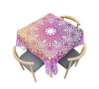 Odot Nappe Carrée Anti Tache, Impression de Mandalas 3D Imperméable Anti Taches Lavable Rectangulaire Nappe pour Fête Decoration Ménage Jardin Picnic (Rose Rouge,200x200cm)