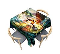 Odot Nappe Carrée Anti Tache, Impression de Mer 3D Imperméable Anti Taches Lavable Rectangulaire Nappe pour Fête Decoration Ménage Jardin Picnic (150x150cm,Le Surf)
