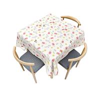 Odot Nappe Carrée Anti Tache, Impression Florale 3D Imperméable Anti Taches Lavable Rectangulaire Nappe pour Fête Decoration Ménage Table Basse Jardin Picnic (Petit Champignon,120x120cm)