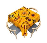 Odot Nappe Carrée Anti Tache, Motif d'art Tribal 3D Imperméable Anti Taches Lavable Rectangulaire Nappe pour Fête Decoration Ménage Jardin Picnic (90x90cm,Soleil Abstrait)