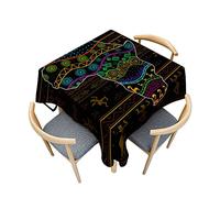 Odot Nappe Carrée Anti Tache, Motif d'art Tribal 3D Imperméable Anti Taches Lavable Rectangulaire Nappe pour Fête Decoration Ménage Jardin Picnic (200x200cm,géographie Africaine)