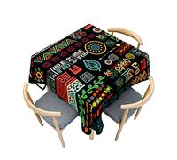 Odot Nappe Carrée Anti Tache, Motif d'art Tribal 3D Imperméable Anti Taches Lavable Rectangulaire Nappe pour Fête Decoration Ménage Jardin Picnic (120x120cm,écriture Ancienne)