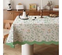 Odot Nappe Carrée Anti Tache, Nappe de Style Minimaliste Coton et Lin Imperméable Anti Taches Lavable Rectangulaire pour Fête Decoration Ménage Table Basse Jardin Picnic (Nèfles,140x240cm)