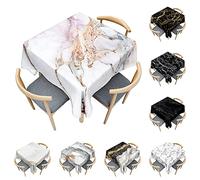 Odot Nappe Carrée Anti Tache, Nappe en Marbre Noir et Blanc 3D Imperméable Anti Taches Lavable Rectangulaire Nappe pour Fête Decoration Ménage Table Basse Jardin Picnic (Fissure,200x200cm)