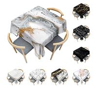 Odot Nappe Carrée Anti Tache - Nappe en Marbre Noir et Blanc 3D Imperméable Anti Taches Lavable Rectangulaire pour Fête, Décoration, Ménage, Table Basse, Jardin, Picnic (Doré, 60x60cm)