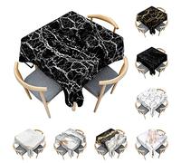 Odot Nappe Carrée Anti Tache, Nappe en Marbre Noir et Blanc 3D Imperméable Anti Taches Lavable Rectangulaire Nappe pour Fête Decoration Ménage Table Basse Jardin Picnic (Noir Argent,90x90cm)