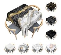Odot Nappe Carrée Anti Tache, Nappe en Marbre Noir et Blanc 3D Imperméable Anti Taches Lavable Rectangulaire Nappe pour Fête Decoration Ménage Table Basse Jardin Picnic (Poussière d'or,140x140cm)