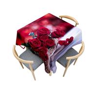 Odot Nappe Carrée Anti Tache, Nappe imprimée 3D Rose Vif Imperméable Anti Taches Lavable Rectangulaire Nappe pour Fête Decoration Ménage Table Basse Jardin Picnic (140x140cm,103)
