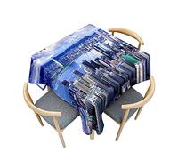 Odot Nappe Carrée Anti Tache, Nappe Imprimée Ville du Monde 3D Imperméable Anti Taches Lavable Rectangulaire Nappe pour Fête Decoration Ménage Jardin Picnic (180x180cm,Hong Kong)