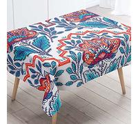 Odot Nappe Carrée Anti Tache, Style Ethnique Bohémien Imperméable Anti Taches Lavable Rectangulaire Nappe pour Intérieur Cuisine Extérieur Jardin Decoration (100x100cm,Fleur Indienne)