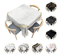 Odot Nappe Carrée en Marbre Noir et Blanc 3D Imperméable Anti Taches Lavable Rectangulaire pour Fête, Décoration, Ménage, Table Basse, Jardin, Picnic (Blanc, 60x60cm)