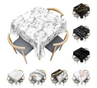 Odot Nappe carrée en polyester imperméable - Facile d'entretien - Anti-taches - Lavable - Motif marbre noir et blanc - Rectangulaire - Pour la maison, la cuisine, la table basse - Blanc gris - 100 x