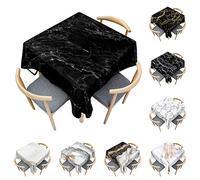 Odot Nappe carrée en polyester imperméable - Facile d'entretien - Anti-taches - Lavable - Motif marbre noir et blanc - Rectangulaire - Pour la maison, la cuisine, la table basse - Noir - 120 x 120 cm