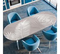 Odot Nappe de Table Ovale en Anti Tache Intérieur Extérieur 3D Nappe Ovale avec Bord Élastique Imperméable Couverture de Table pour Maison Cuisine Jardin, Moderne Plante (122x183cm,Feuille Palmier)