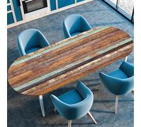 Odot Nappe de Table Ovale en Anti Tache Intérieur Extérieur Nappe Ovale avec Bord Élastique Imperméable Couverture de Table pour Maison Cuisine Jardin - 3D Grain de Bois (Arbre,107x183cm)