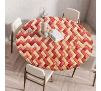 Odot Nappe de Table Ronde en Anti Tache Intérieur Extérieur 3D Couverture de Table avec Bord Élastique Nappes Rondes Lavable pour Cuisine Jardin Décoration (120cm,Rouge)