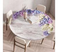 Odot Nappe de Table Ronde en Anti Tache Intérieur Extérieur 3D Couverture de Table avec Bord Élastique Nappes Rondes Lavable pour Cuisine Jardin Décoration, Fleurs en Bois (Glycine,150cm)