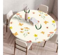 Odot Nappe de Table Ronde en Anti Tache Intérieur Extérieur 3D Fleurs Couverture de Table avec Bord Élastique Nappes Rondes Lavable pour Cuisine Jardin Décoration (140cm,Papillon)
