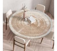 Odot Nappe de Table Ronde en Anti Tache Intérieur Extérieur 3D Imprimé Couverture de Table avec Bord Élastique Nappes Rondes Lavable pour Décoration Cuisine Jardin Maison (140cm,Conseil)