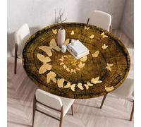 Odot Nappe de Table Ronde en Anti Tache Intérieur Extérieur 3D Imprimé Couverture de Table avec Bord Élastique Nappes Rondes Lavable pour Décoration Cuisine Jardin Maison (110cm,Papillon)