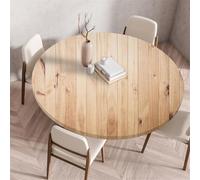 Odot Nappe de Table Ronde en Anti Tache Intérieur Extérieur 3D Modèle Bois Couverture de Table avec Bord Élastique Nappes Rondes Lavable pour Décoration Cuisine Jardin Maison (100cm,Conseil)