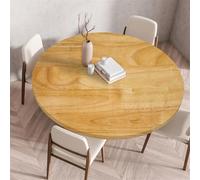 Odot Nappe de Table Ronde en Anti Tache Intérieur Extérieur 3D Modèle Bois Couverture de Table avec Bord Élastique Nappes Rondes Lavable pour Décoration Cuisine Jardin Maison (130cm,Élégant)
