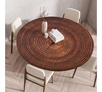 Odot Nappe de Table Ronde en Anti Tache Intérieur Extérieur 3D Modèle Bois Couverture de Table avec Bord Élastique Nappes Rondes Lavable pour Décoration Cuisine Jardin Maison (100cm,Arbre)