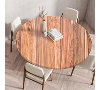 Odot Nappe de Table Ronde en Anti Tache Intérieur Extérieur 3D Modèle Bois Couverture de Table avec Bord Élastique Nappes Rondes Lavable pour Décoration Cuisine Jardin Maison (140cm,Brun Clair)