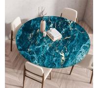Odot Nappe de Table Ronde en Anti Tache Intérieur Extérieur 3D Noir Marbre Couverture de Table avec Bord Élastique Nappes Rondes Lavable pour Cuisine Jardin Décoration (Océan,60cm)