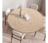 Odot Nappe de Table Ronde en Anti Tache Intérieur Modèle de Planche de Bois Couverture de Table avec Bord Élastique Nappes Rondes Lavable pour Cuisine Jardin Décoration (110cm,D)