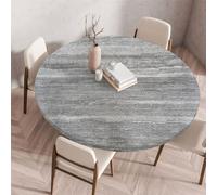 Odot Nappe de Table Ronde en Anti Tache Intérieur Modèle de Planche de Bois Couverture de Table avec Bord Élastique Nappes Rondes Lavable pour Cuisine Jardin Décoration (60cm,I)