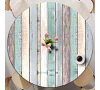 Odot Nappe Ronde 60-140cm Anti-Tache, Vintage Imprimé Nappe Table Ronde avec Bord Élastique Lavable Imperméable Couverture de Table de Jardin Exterieur pour Cuisine Fête Salon (Green,80cm)