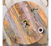 Odot Nappe Ronde 60-140cm Anti-Tache, Vintage Imprimé Nappe Table Ronde avec Bord Élastique Lavable Imperméable Couverture de Table de Jardin Exterieur pour Cuisine Fête Salon (Marble,140cm)