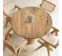 Odot Nappe Ronde 60-160cm Anti-Tache Nappe Table Ronde avec Bord Élastique Lavable Imperméable Motif Bois Couverture de Table de Jardin Exterieur pour Cuisine Fête Salon (Rayures 1,140cm)