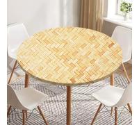 Odot Nappe Ronde 60-180cm Anti-Tache Nappe Table Ronde avec Bord Élastique Lavable Imperméable Couverture de Table de Jardin Exterieur 3D Texture Tissée pour Cuisine Fête Salon (Rayures,120cm)