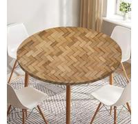 Odot Nappe Ronde 60-180cm Anti-Tache Nappe Table Ronde avec Bord Élastique Lavable Imperméable Couverture de Table de Jardin Exterieur 3D Texture Tissée pour Cuisine Fête Salon (Vintage,170cm)