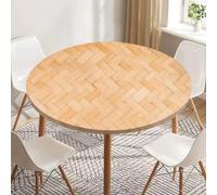 Odot Nappe Ronde 60-180cm Anti-Tache Nappe Table Ronde avec Bord Élastique Lavable Imperméable Couverture de Table de Jardin Exterieur 3D Texture Tissée pour Cuisine Fête Salon (Kaki,60cm)