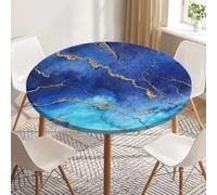 Odot Nappe Ronde 60-180cm Anti-Tache Nappe Table Ronde avec Bord Élastique Lavable Imperméable Couverture de Table de Jardin Exterieur 3D Art Marbre pour Cuisine Fête Salon (Océan,70cm)