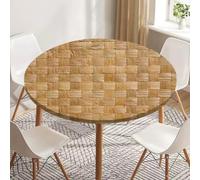 Odot Nappe Ronde 60-180cm Anti-Tache Nappe Table Ronde avec Bord Élastique Lavable Imperméable Couverture de Table de Jardin Exterieur 3D Texture Tissée pour Cuisine Fête Salon (Carreaux,160cm)