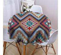 Odot Nappe Ronde Anti Tache Lavable 60-200 cm, Nappe Ronde Longue Jusqu au Sol Impermeable pour Décoration Table à Manger Circulaire et Extérieur Jardin, Fêtes (Rétro 2,120cm)