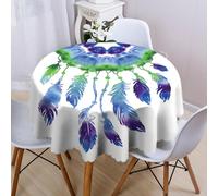 Odot Nappe Ronde Anti Tache Lavable 60-200 cm, Nappe Ronde Longue Jusqu au Sol Impermeable pour Décoration Table à Manger Circulaire et Extérieur Jardin, Fêtes (Motif A,150cm)