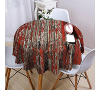 Odot Nappe Ronde Anti Tache Lavable 60-200 cm, Nappe Ronde Longue Jusqu au Sol Impermeable pour Décoration Table à Manger Circulaire et Extérieur Jardin, Fêtes (Grain du Bois 4,170cm)