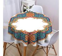 Odot Nappe Ronde Anti Tache Lavable 60-200 cm, Nappe Ronde Longue Jusqu au Sol Impermeable pour Décoration Table à Manger Circulaire et Extérieur Jardin, Fêtes (Rétro 1,170cm)