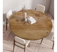 Odot Nappe Ronde avec Bord Élastique Planche Bois Motif Nappe Ronde Imperméable Anti Tache Couverture de Table Nappes Rondes pour Exterieur Fête Cuisine Jardin (Rétro,80cm)