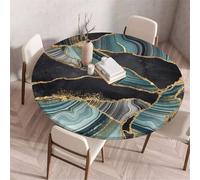 Odot Nappe Ronde Exterieur Elastique, Motif Marbre 3D Nappe Ronde Imperméable Anti Tache Couverture de Table avec Bord Élastique Nappes Rondes pour Décoration Fête Cuisine Jardin (Océan,120cm)
